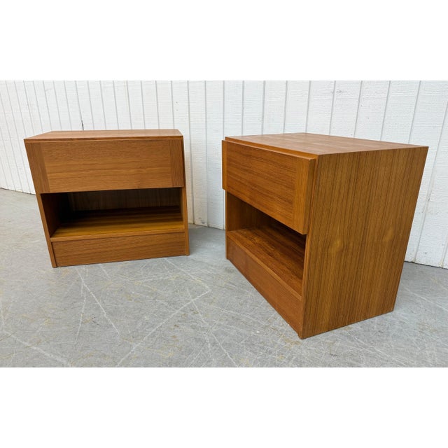 Mid-Century Modern Vintage Danish Modern Teak Nightstands - Set of 2 For Sale - Image 3 of 9
