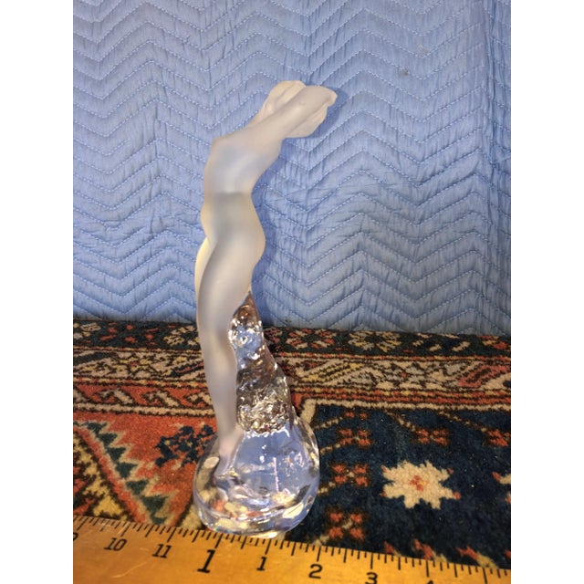 Mid 20th Century Mid 20th Century Lalique Frosted Art Noveau Crystal Sculpture of a Nude Dancer For Sale - Image 5 of 9
