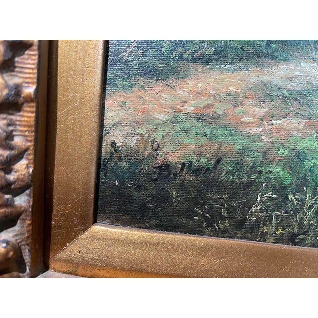 Original Vintage Landscape Oil Painting on Canvas Sheep in Meadow Signed by Artist For Sale - Image 11 of 12