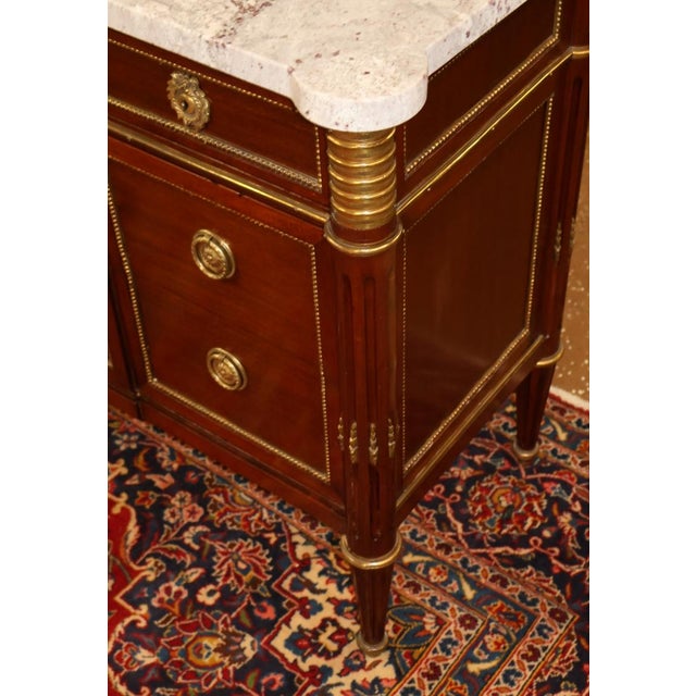 1950s Hollywood Regency French Directoire Style Marble Top Commode Attributed Jansen For Sale - Image 13 of 13