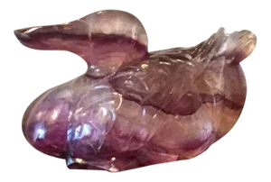 Transitional Vintage Carved Amethyst Duck Sculpture
