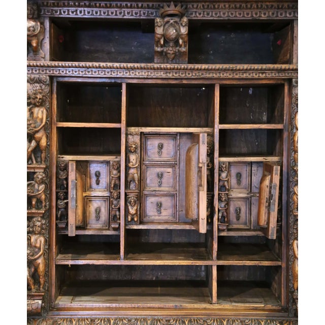 18th C. Italian Renaissance Walnut "Studiolo" Cabinet With 38 Drawers & Secrets For Sale - Image 10 of 18
