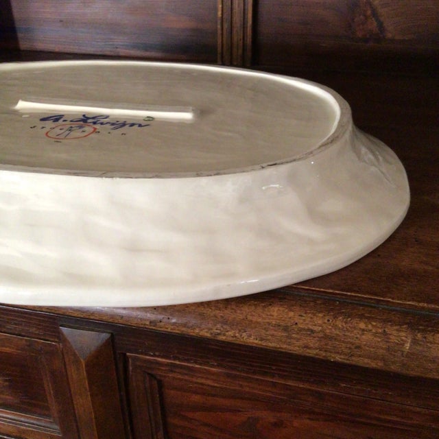 Large Platter Agneta Livijn White With Double Blue Lines Around Rim For Sale - Image 12 of 13