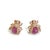 Bochic “Orient” Ruby & White Topaz Sapphires Set In 18K Gold & Silver Earrings Natural Red Rubies Cabochons and Pear...