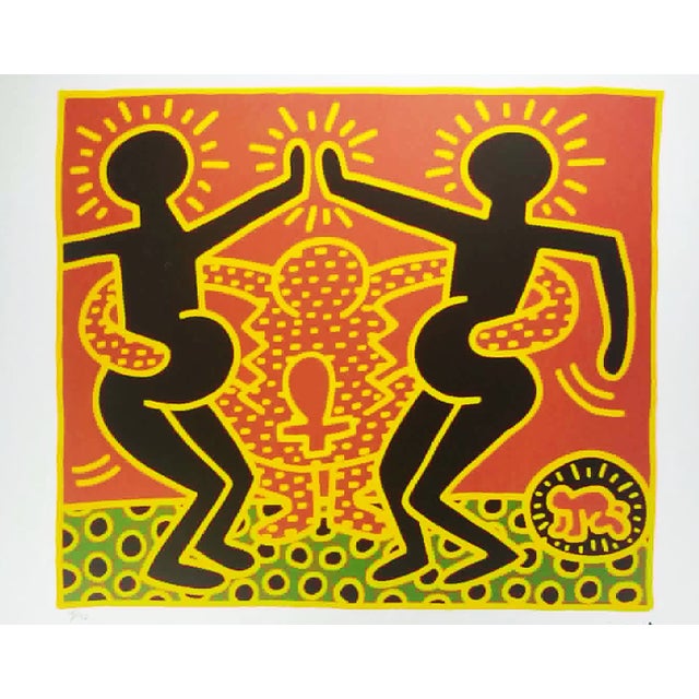 Keith Haring Limited Edition Lithograph Numbered in Pencil - 18 of 150 AFTER Authorization stamps: Impressed Original...