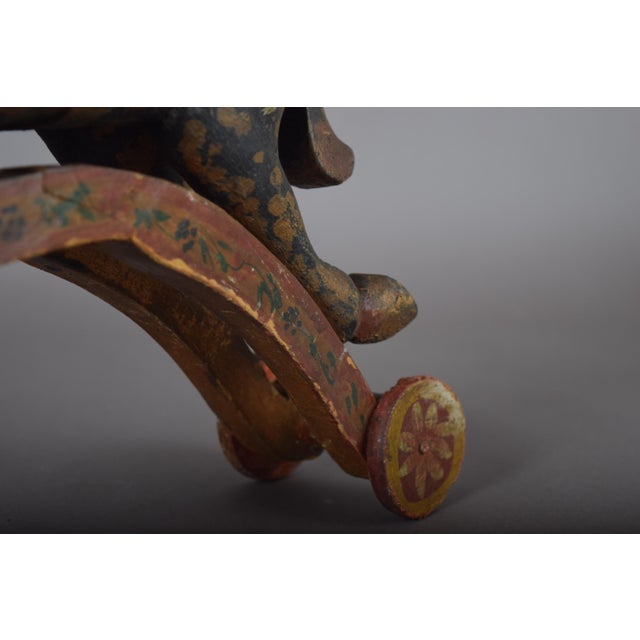 Indian Artist, Horse on Wheels, 19th Century, Hand-Carved and Painted Wood For Sale - Image 10 of 12