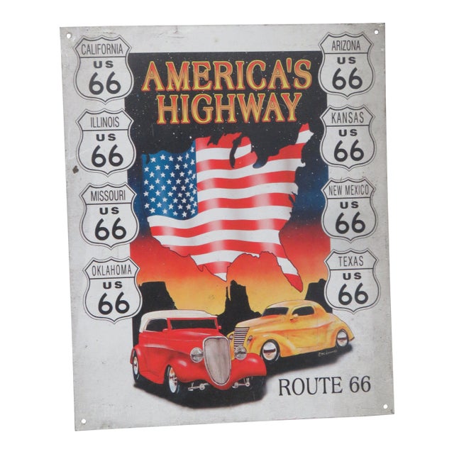 Vintage Route 66 Metal Sign Americans Highway 1995 Desperate Enterprises 4705b For Sale