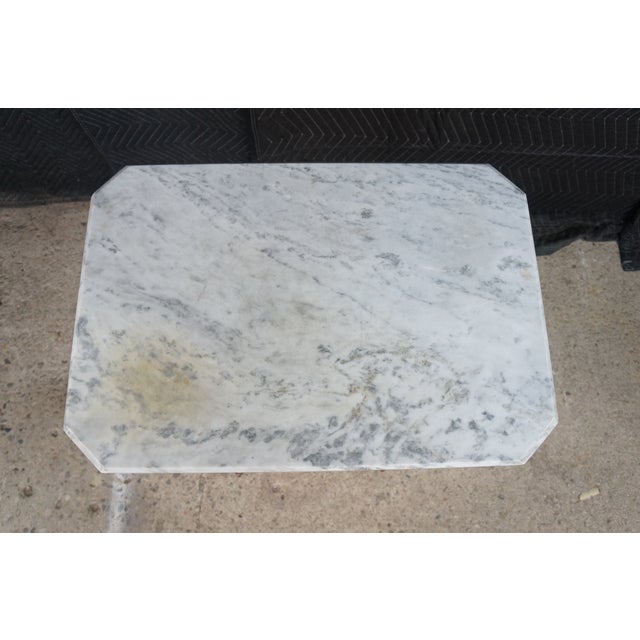 Antique Victorian Eastlake Walnut Carved Marble Top Parlor End Side Table 26" For Sale - Image 15 of 17