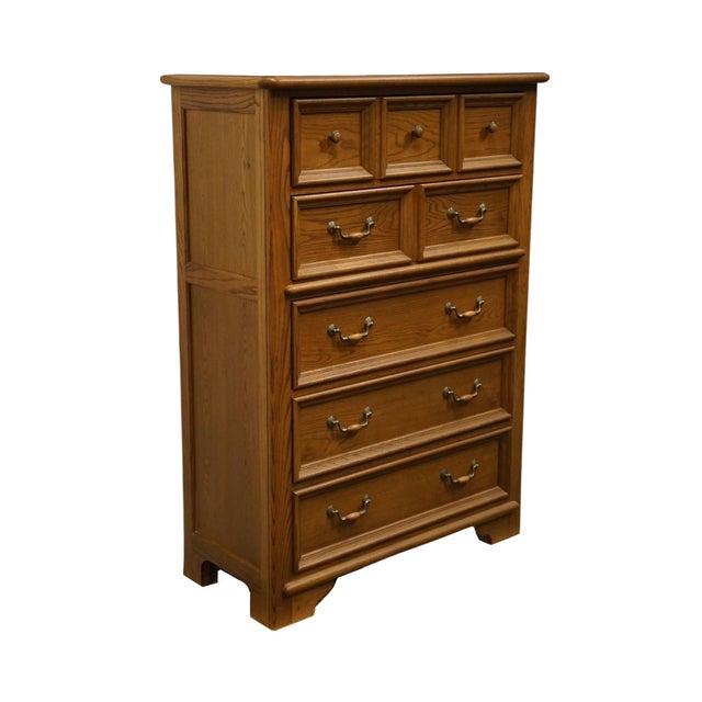 French Country Thomasville Impressions Wyndam Hill Collection Solid Oak Country French 40" Chest of Drawers 26411-510 For Sale - Image 3 of 11