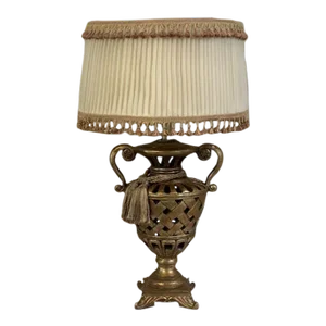 Late 20th Century Gold Open Weave Urn Shaped Lamp by Berman