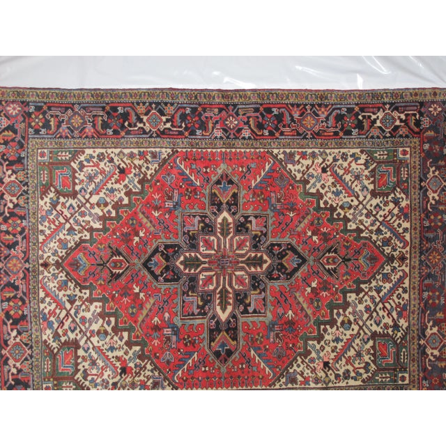 Wool pile genuine hand made antique Persian Heriz -