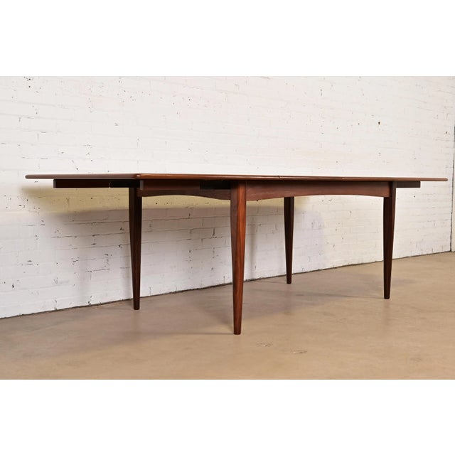 Falster Møbelfabrik Falster Danish Modern Teak Boat-Shaped Extension Dining Table, Newly Refinished For Sale - Image 4 of 13