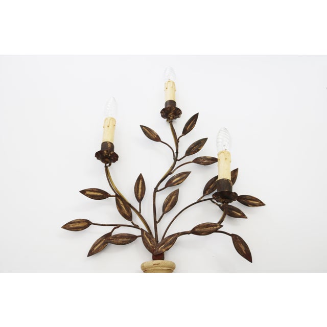 1980s Large Florentine Wall Lights, Italy, 1980s, Set of 2 For Sale - Image 5 of 7