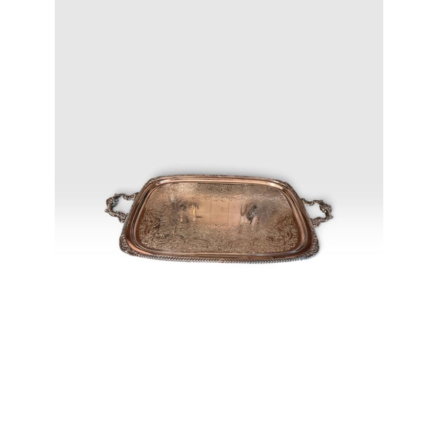 Traditional Vintage e.g. Webster & Son for International Silver Co. Engraved Silverplate Butler’s Tray For Sale - Image 3 of 10