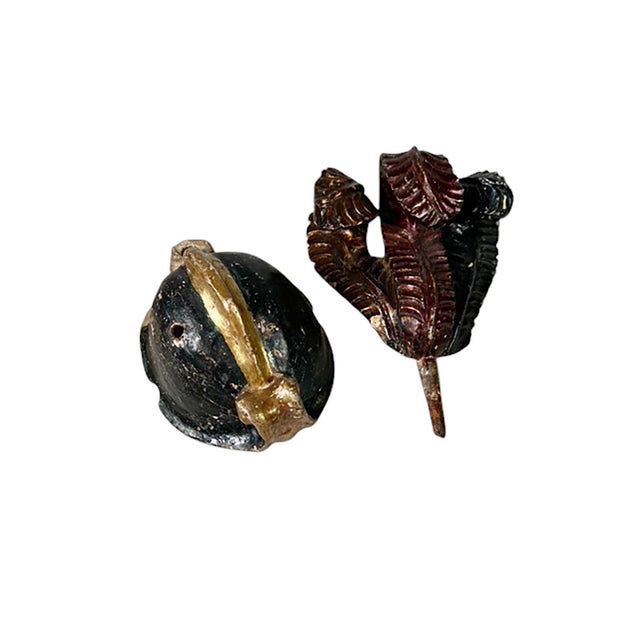 Spanish 18th Century Spanish Colonial Carved Wood Helmet With Plumes For Sale - Image 3 of 6