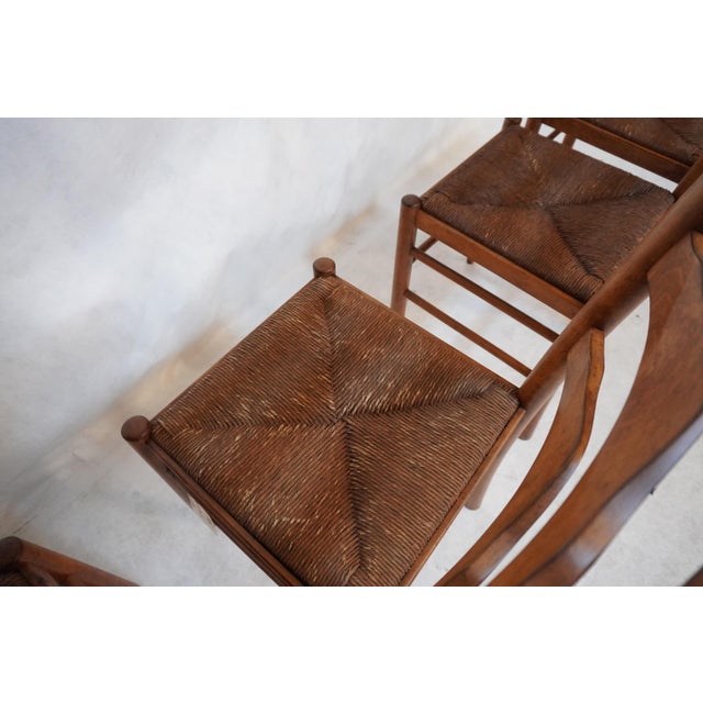 Mid 20th Century Set of Four Wooden Dining Chairs With Rush Seats For Sale - Image 10 of 17