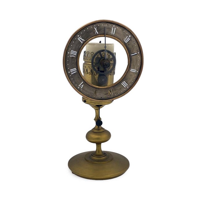 Metal Small Night Clock with Candle, 1800s For Sale - Image 7 of 7