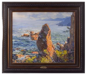 E. Palo, Impressionist Coastal Seascape 2, 20th-Century, Oil on Canvas, Framed