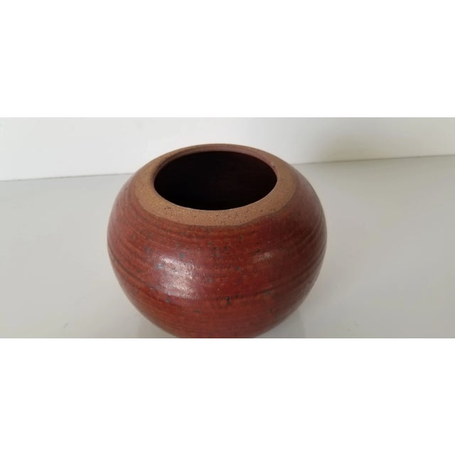 1980s Vintage Apple Shape Art Pottery Jar With Lid/ Sold For Sale - Image 5 of 10