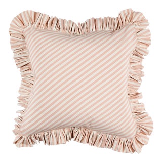 Schumacher Brigitte Stripe Pillow 22" in Blush For Sale