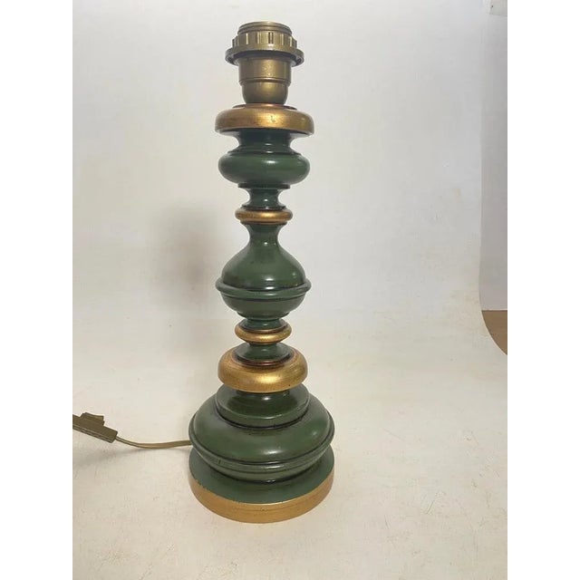 Green French Wooden Table Lamp, 1970 For Sale - Image 8 of 10