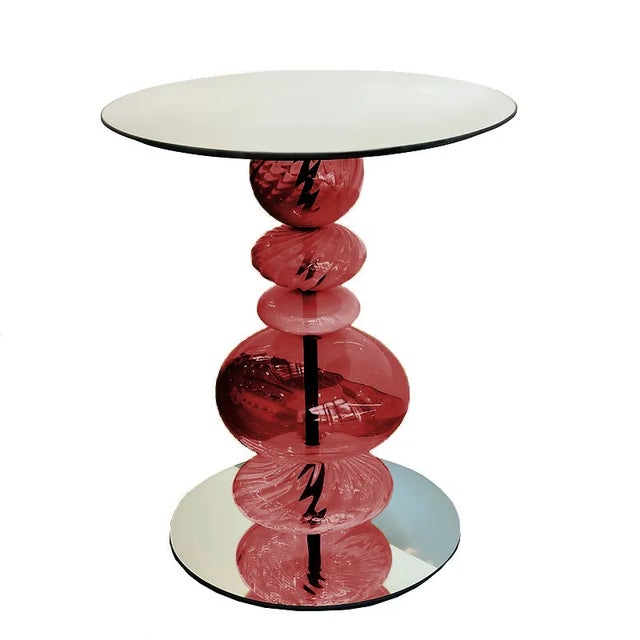 Modern Abacus Glass Tea Table by the Drawing Room Atl in Finish Venetian Red - Size: Tall / Gueridon - Modern Side Table in Colorful Red Glass For Sale - Image 3 of 7