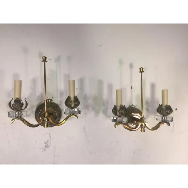 French Art Deco Sconces in the Manner of Gilbert Pollerat - a Pair For Sale - Image 9 of 13