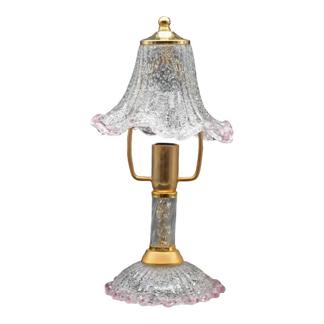 Pink Murano Glass Vintage Table Lamp, 1980s For Sale
