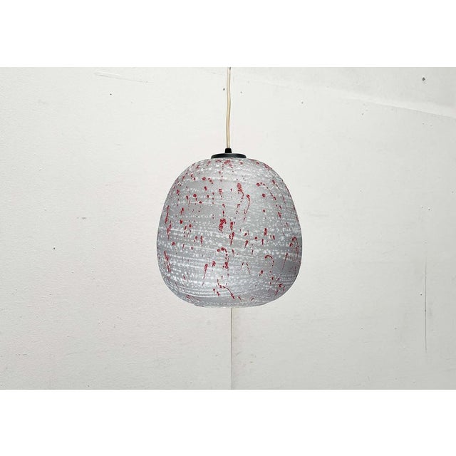 Mid-Century Modern German Space Age Glass Pendant Lamp with Red Paint Splashes, 1960s For Sale - Image 17 of 18