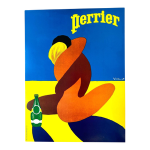 Perrier Embrace by Bernard Villemot 1981 Original Printing on Linen l'Entreinte