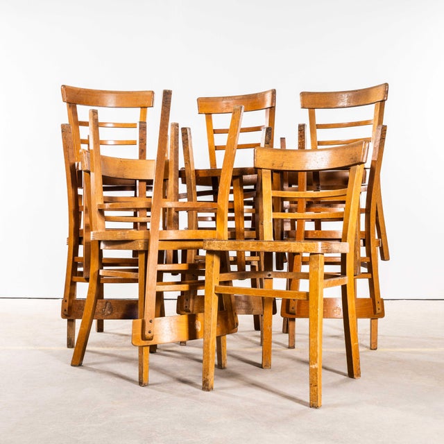 Honey Two-Step Ladder-Backed Dining Chairs, 1960s, Set of 6 For Sale - Image 9 of 10