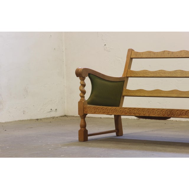Low Back Three-Seater Sofa in Oak by Henning Kjærnulf, 1960s For Sale - Image 9 of 14