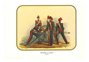 Antonio Zezon, Horse Artillery, Original Lithograph, 1853