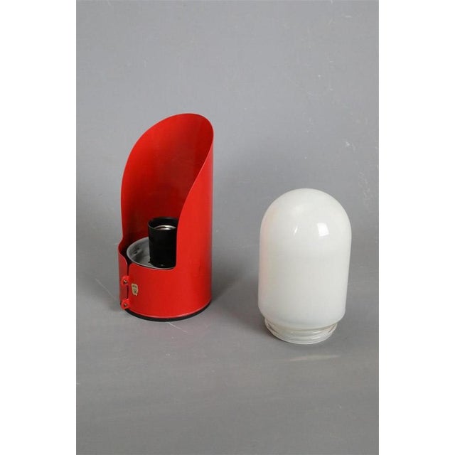 Danish Red U 99 Wall Lamp with Opal Glass Lampshade from Abo Randers, 1970s For Sale - Image 4 of 10