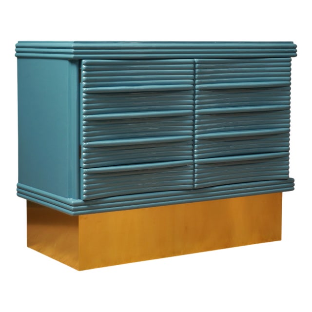 Mid-Century Kittiwake Color and Brass Dry Bar Sideboard, 1980s For Sale