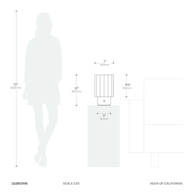 Linen Scalloped Accent Table Lamp - Walnut, Weathered Brass, White Linen, Diffuser, Dimmer For Sale - Image 8 of 8