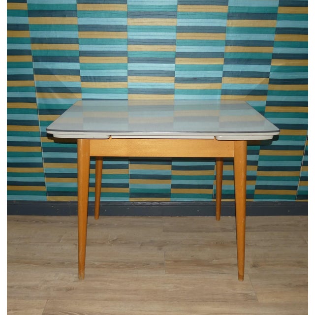 Mid-Century Modern Extendable Wooden Kitchen Table with Resopal Top, 1950s For Sale - Image 3 of 13
