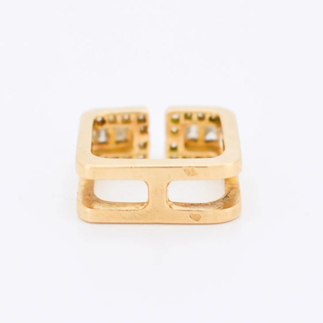 1980s 1980s Jean Vendôme Square Ring in Yellow Gold and Diamonds, Size 4.5 For Sale - Image 5 of 6