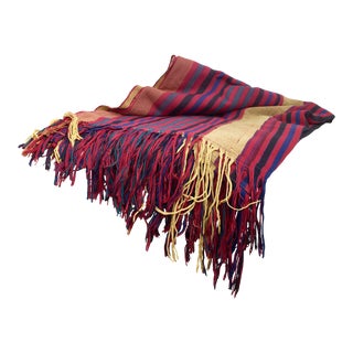 1940s African Nigerian Handwoven Textile Nupe Kente Cloth Cotton & Silk Blanket Throw For Sale