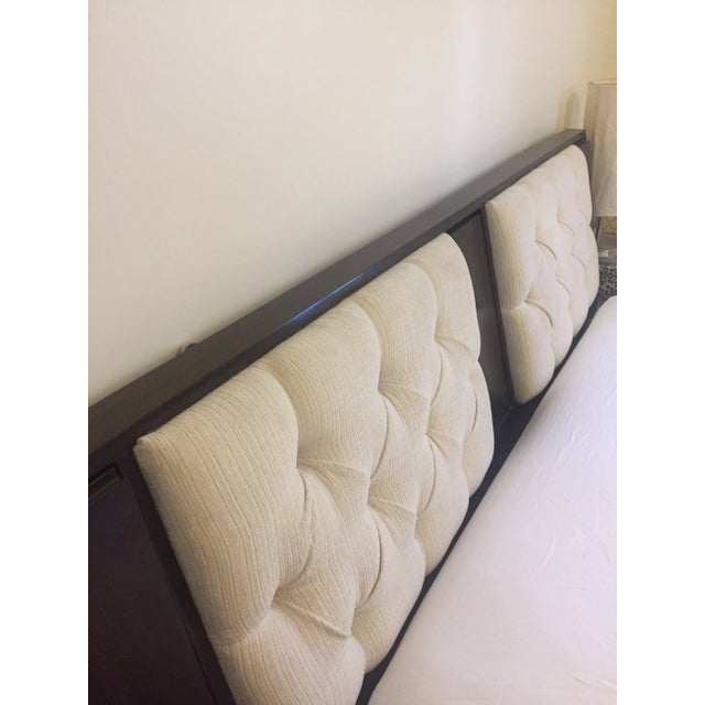 Harvey Probber Upholstered King Headboard With Fold Down Tables and Lights For Sale - Image 11 of 12