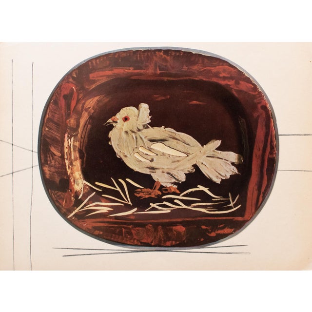 1955 Vintage Print of Picasso's Ceramic Platter, "Dove" For Sale In Dallas - Image 6 of 6