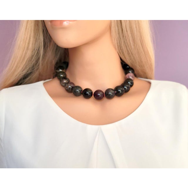 The length of the necklace is 18 inches ( 45.7 cm). The rare huge size of the smooth round beads is 19-20 mm. Beads are...