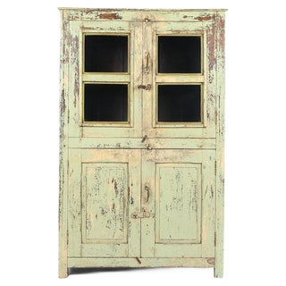 Glass Cabinet in Patinated Wood For Sale