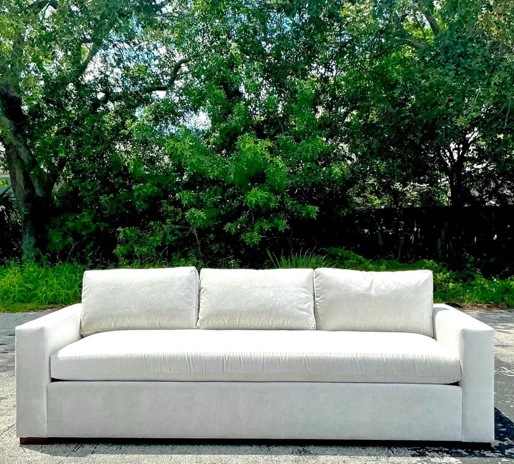Vintage Contemporary Hickory Chair Flat Arm Sofa | Chairish