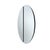 A modern minimalist split circle wall mirror composed of two equal half moon panels separated by a narrow 1" black center...