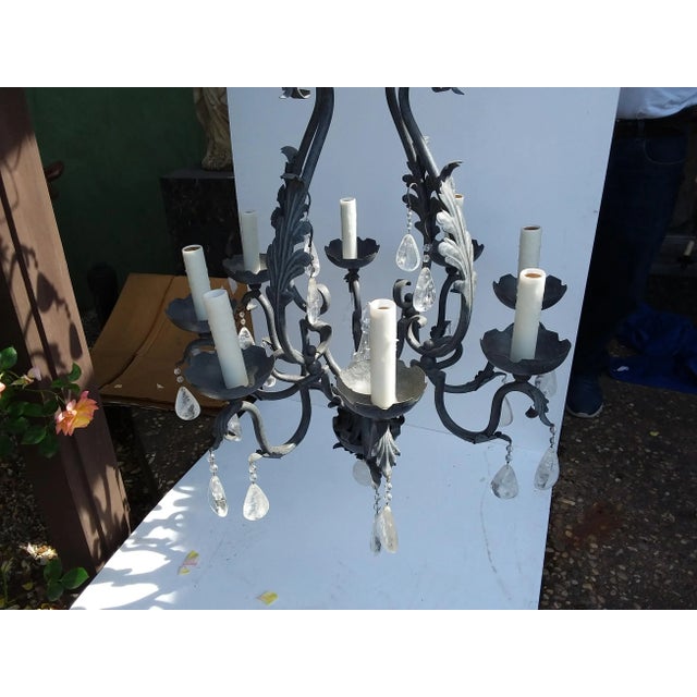 French Provincial 1990s Large Rock Crystal Chandelier For Sale - Image 3 of 10