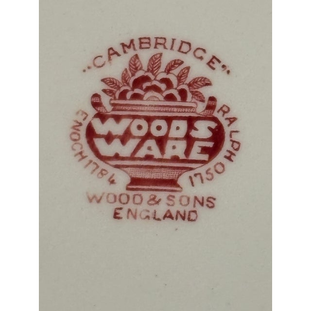 Wood & Son English Chinoiserie Style Red & White Dinner Plates "Cambridge" by Wood & Sons - Set of 6 For Sale - Image 4 of 18
