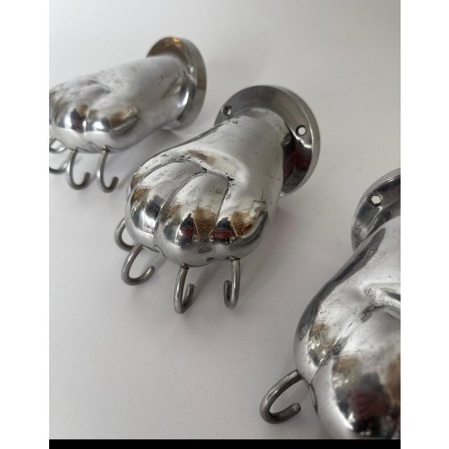 Polished Aluminum Shape of Lion Paws Towel Holders, 1980s, Set of 3 For Sale - Image 4 of 11