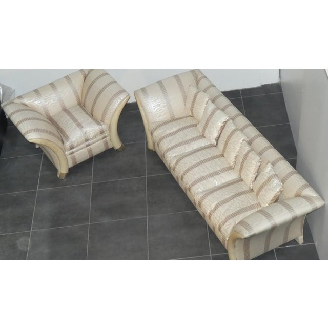 Colonial Style Sofa and Armchair with Saber-Shaped Resin Feet, Italy, 1970s, Set of 2 For Sale - Image 10 of 18