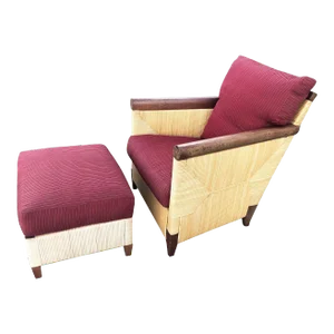 Donghia Rattan Lounge Chair & Ottoman by John Hutton, the Merbau Collection